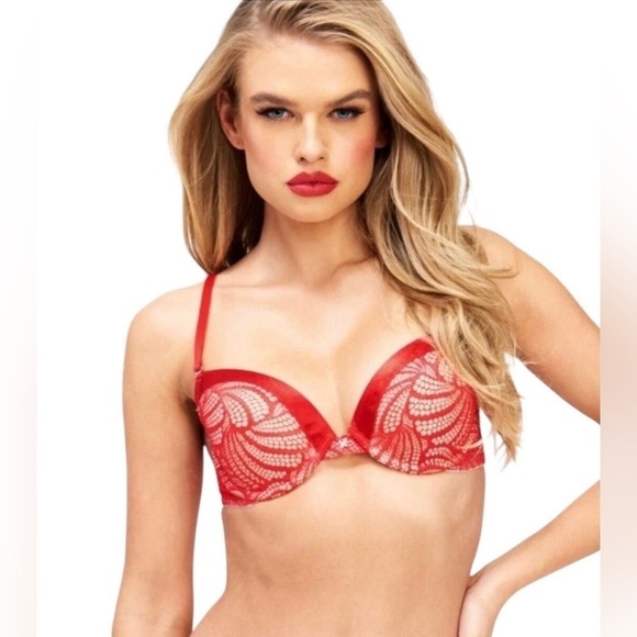 NWT Frederick’s of Hollywood Red Extreme Tuxedo Push-Up Bra Size 32D 36D 38B 38C - Picture 1 of 15